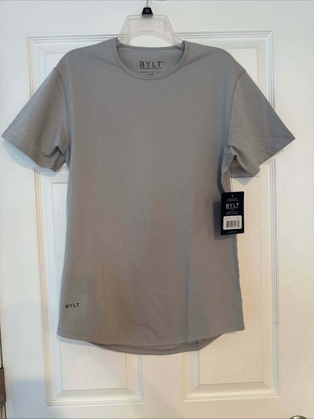 BYLT Mens Lux Drop Cut S/S Solid Stretch T-Shirt - Gray - Small